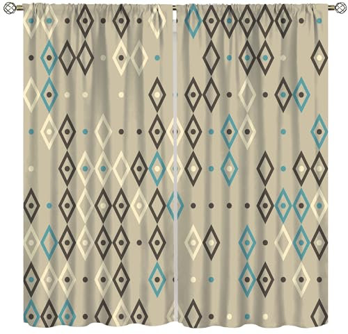 Yoakiet Retro-Vorhänge aus der Mitte des Jahrhunderts, abstrakte geometrische 50er-60er-Jahre, moderner Vintage-Stil, Verdunkelungsvorhänge für Schlafzimmer, Wohnzimmer, Küche, 2-teiliges Set und