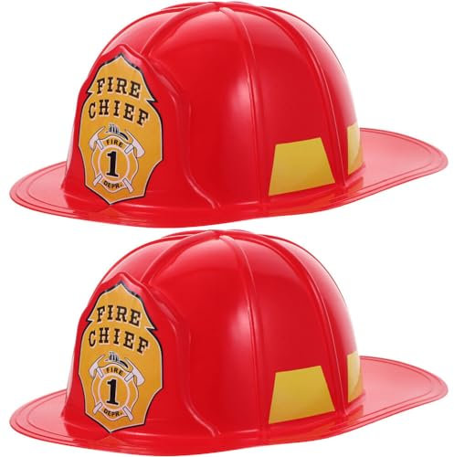EXCEART Feuerwehrhelm Für Erwachsene 2 Stück Feuerwehrmann-Hut Erwachsenen-Feuerwehrmann-Kostüm-Helm Feuerwehrmann-Hut Roter Feuerwehrmann-Helm Halloween-Kopfbedeckung Für
