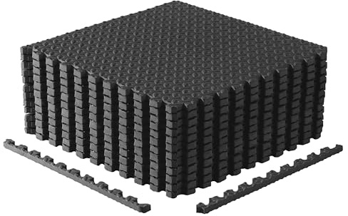 CAP Barbell Übungs-Puzzle-Matten, 61 x 61 x 1,9 cm, Diamantmuster, Schwarz, 2 Stück