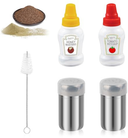Lot de 6 petites salières, salières, mini salières, salières et poivrières, pour camping, boîtes à bento, voitures, bureaux