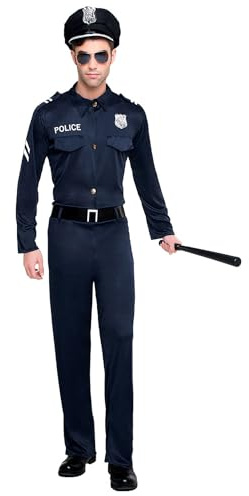 Boland - Polizei Kostüm Herren, Polizist Bobby | Mütze, Shirt, Hose, Gürtel, Karneval, Junggesellenabschied und Mottoparty, Uniform, Beruf