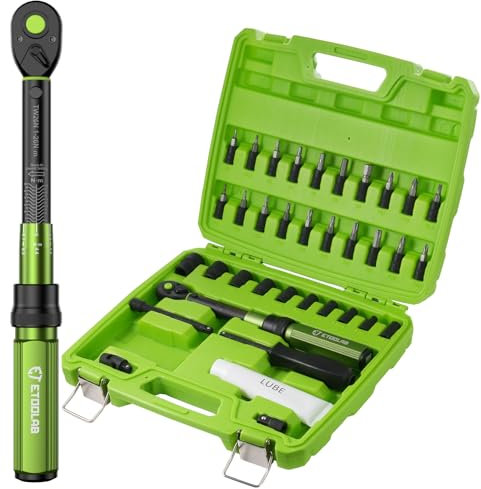 ETOOLAB 1/4 Torque Wrench, 36Pcs Dual-Range【1-26 Nm/10-231.3 in.lb】±3% Precision Inch Pound Torque Wrench 1/4 Drive, 72 Tooth Dual-Direction Bike Torque Wrench Set for MTB, E-Bike, Moto Maintenance