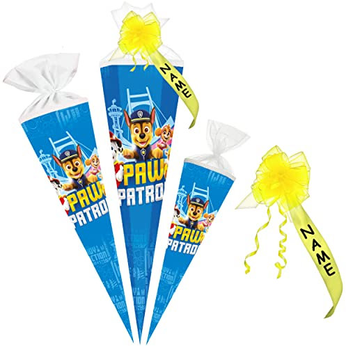 alles-meine.de GmbH Schultüte - Paw Patrool 35-100 cm Größe wählbar inkl. Name + Verschluß-Schleife - Zuckertüte - Tüllabschluß/Filzabschluß - eckig/rund - Jungen & M..