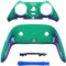 eXtremeRate Top Bottom Decorative Trim Shell Compatible with ps5 Edge Controller DIY Replacement Front Back Clip Shell, Custom Chameleon Green Purple Plates Cover Compatible with p s 5 Edge Controller