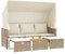 vidaXL Outdoor Sofa 3-Sitzer, Gartensofa mit Dach Hockern, Sonnenliege für Garten Terrasse, Gartenbank Gartenliege, Beige Poly Rattan