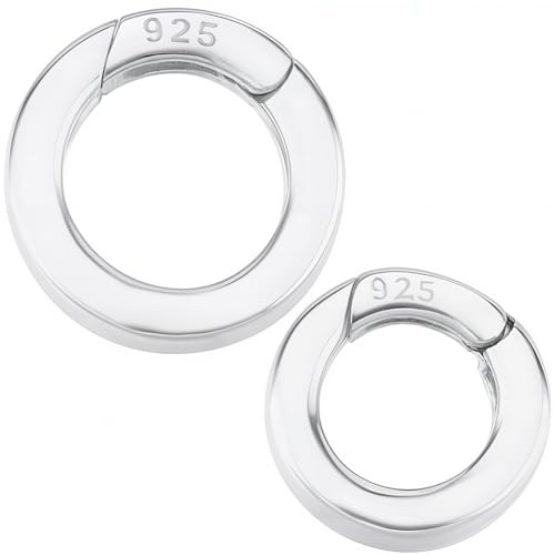 SUNNYCLUE 1 Box 2 Stück Federtorringe Runder Federverschluss 925 Sterlingsilber Armband Halskettenverkürzer Kleine Klemmverschlüsse Karabinerhaken O Ringe Zur Schmuckherstellung DIY Bastel Und Gesche