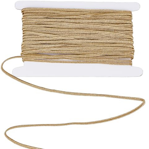 BENECREAT 4mm Goldrute geflochtene Schnur, 20m Flacher Faden für Sicken Quilten Trimmen, Soutache Geflecht für Nähen, Handwerksbedarf