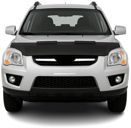 OMAC Haubenbra Halb für Kia Sportage 2004-2010 Vinyl Schwarz | Steinschlagschutz, fahrzeugspezifisches Design, Car Bonnet Bra