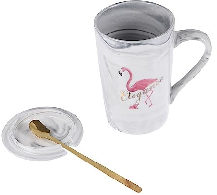 Garneck 1 Juego Taza de cerámica con flamenco beber taza de cerámica vasos de café con leche de café vasos con tapas práctica taza de leche taza de agua hermosa taza de bebida rosa