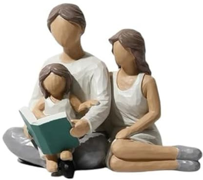 RANJOVER Family of 3 Figurines Decor Resin Family Sculpture Parents and Daughter Statue Gifts for Home