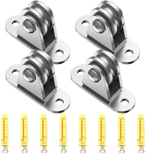 VEGOATY 4 Stück Metall Umlenkrollen, 6mm Umlenkrollen für Seile, Umlenkrolle mit Duplex-Lager, Umlenkrollenblock aus Kohlenstoffstahl, Seilrolle mit Kugellagern für Materialhandhabung und Bewegung