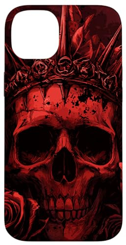 Red-Black Skull with Roses - Gothic Case for iPhone 14 Plus