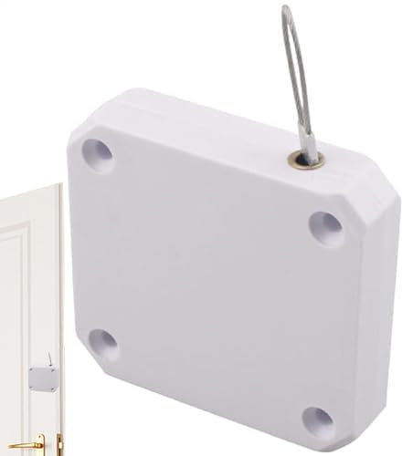 Ferme-porte coulissante automatique - Pas de perçage - Ouverture de porte - Avec cordon en acier de 1,2 m - Mécanisme de porte à fermeture automatique - Pour salle de bain, chambre à coucher, salle