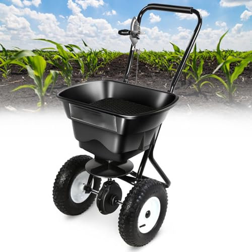 Epandeur de semences de gazon, capacité 30L, épandeur d'engrais pour gazon, épandeur de semences manuel pour jardinier, conçu pour une distribution sans effort des semences de gazon et de l'engrais