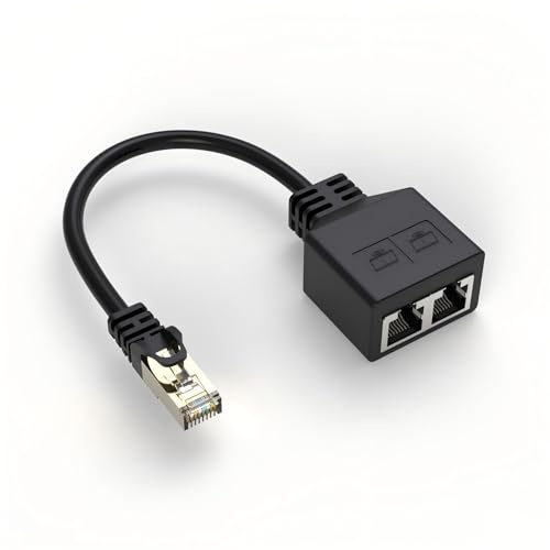 Ouitble RJ45 Splitter Adapter 1 Stecker auf 2 Buchsen LAN Ethernet Extender Cable, CAT7 RJ45 Netzwerkkabel für Heimbüro Ethernet