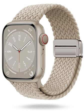 ONEFLOW Casual Loop Kompatibel mit Apple Watch 7 (45mm) Geflochtenes Armband Elastisch, Textil iWatch Armbänder Damen Herren, Sport Nylon Stoff Band Verschluss Magnetisch, Polarstern