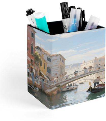 KOAYUBFC Minimalistisches Design, Stiftehalter für den Schreibtisch, Venedig, Wasserstadt, perfekt für Schreibtischdekoration, Schreibwaren und kreative Schreibwarenhalter