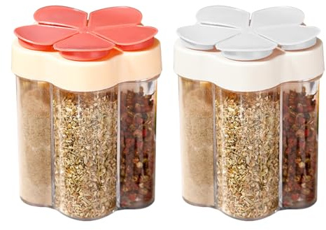 2-Piece Five-in-One Salt Sprinkler, Outdoor Barbecue Seasoning Bottle, Transparent Spice Bottle, Portable Camping Spice Box.