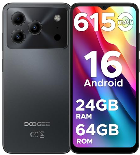 DOOGEE Note 56 Android 16 Smartphone Ohne Vertrag, 6150mAh Akku, 8,45mm Ultradünn + 6.56 HD + 90Hz Handy Günstig, Octa Core, 24 GB + 64 GB/ 2TB TF, 4G Dual SIM Simlockfreie Handys, Face ID/OTG/GPS