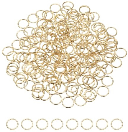 sourcing map 200Pcs Open Jump Rings,10mm Split O Ring 1mm(THK),K Gold | Split Metal O Ring,Keychains Connector Ring for Jewelry Making DIY Necklaces Bracelet Earrings Craft Making