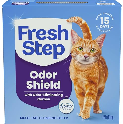 Fresh Step Odor Shield Multi Cat Clumping Litter with Febreze Freshness, 22 lb (Package May Vary)