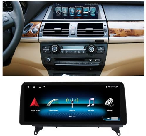 Android Autoradio mit Bildschirm, EVO-System,10.25 Zoll Wireless CarPlay & Android Auto Radio Bluetooth Car Play Touch Display Monitor für BMW X5 E70 xDrive30d xDrive30i X6 E71 E72