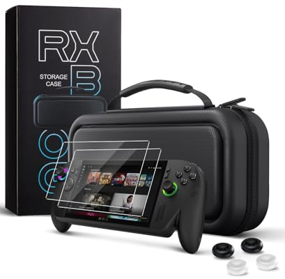 CoBak Hard Carrying Case for ASUS ROG Xbox Ally & ROG Xbox Ally X 7 2025 - 3 in 1 Accessories Bundle with 2 Screen Protectors, 4 Thumb Grip Caps, 22 SD Card Cartridges, Portable Travel Bag, Black