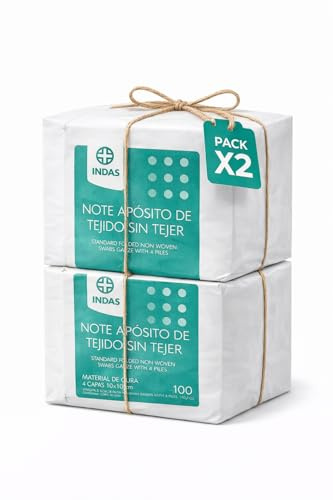 Medinet Clinic - Pack 2 Unidades - Compresas Apósitos de Tejido sin Tejer, 4 capas, No estériles - 200 Unidades en total (10 x 10 cm)