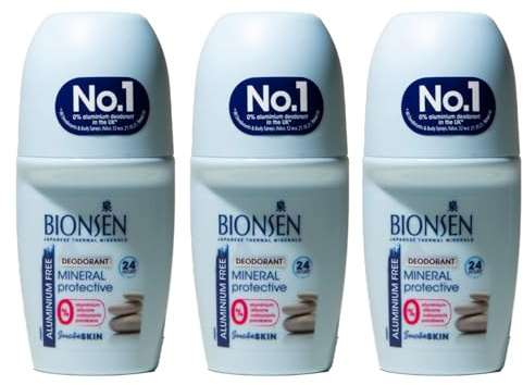 Bionsen Mineral Protective Roll-On Deodorant, 0 Percent Aluminum, Paraben Free, All-Day Freshness for Sensitive Skin, 50ml, 3 Pack