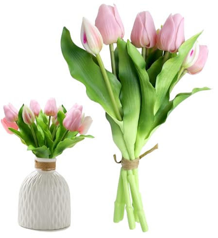 7 × Kunsttulpen Künstliche Tulpen 31cm mit 3 Tulpenknospen & 4 Tulpenblüten | Tulpen Künstlich Wie Echt Tulpenstrauß Latex Kunstblumen Kunsttulpen Blumen Kunst Tulpen Deko Kunstblumen