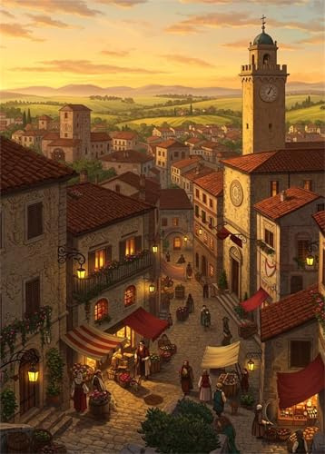 Market 1000 Piece Jigsaw Puzzles for Adults, Colourful, Challenging & Brainteasing Adult Puzzles 1000 Pieces City Dusk, Fun jigsaws for The Whole Family 30x20 inch
