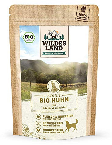 WILDES LAND – Huhn | Nassfutter mit extra hohem Fleischanteil und natürlichen Zutaten für ausgewachsene Hunde. Getreidefreies Alleinfutter ohne Zusatzstoffe in der Dose | 20x125g Huhn