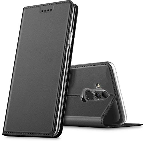Verco Huawei Mate 20 Lite Cover, Custodia a Libro Pelle PU per Huawei Mate 20 Lite Case Booklet Protettiva [magnetica integrata], Nero