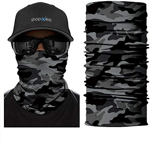ShopINess Unisex Schlauchschal Halswärmer Neckwarmer Multifunktions schlauchtuch für Motorrad Bikes Sport Tarnfarbe Stil (Tarnfarbe Grau)