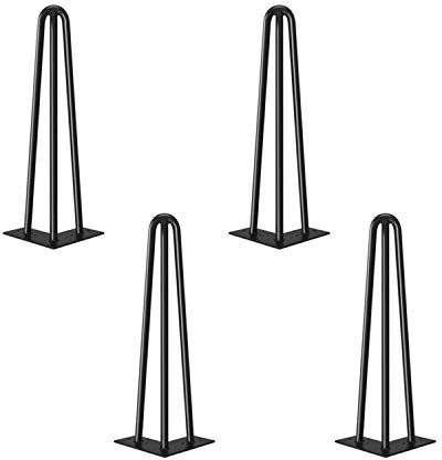 Pied Meuble Scandinave 4pcs Pieds Epingle DIY Pieds pour Table Pied de Chaise avec 20 Vis + 4 Protège Pieds