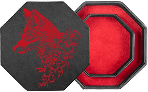 shibby Würfelbrett mit Würfel-Ablage und Deckel für alle Tabletop Spiele - 23,5cm Floral M1-2 (rot)