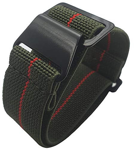 Max French Marine Nationale Elastic Nylon Navy Divers Parachute Watch Straps 20mm 22mm Military Bands (22mm, Green/Red PDV)