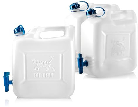 BigDean 3X Wasserkanister 12l Trinkwasserbehälter, Trinkwasserkanister mit Hahn, Lebensmittelecht, geeignet für 10-12 Liter, -20 - +70 Grad Celsius Reisekanister