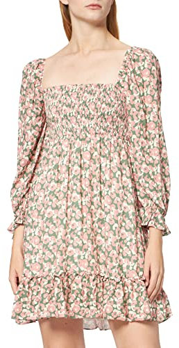 NA-KD Smocked Chest Mini Dress Vestido Informal, Peach Flower, 42 para Mujer