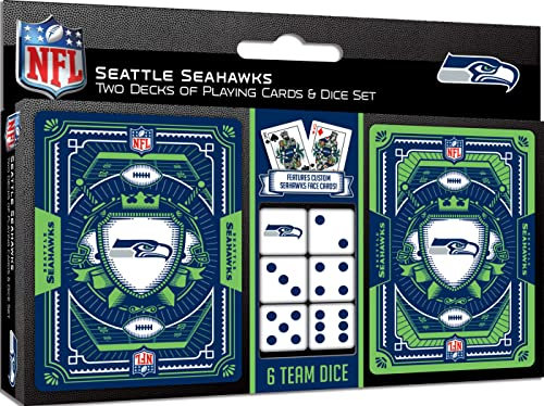 MasterPieces NFL Seattle Seahawks 2er-Pack Karten und Würfelset
