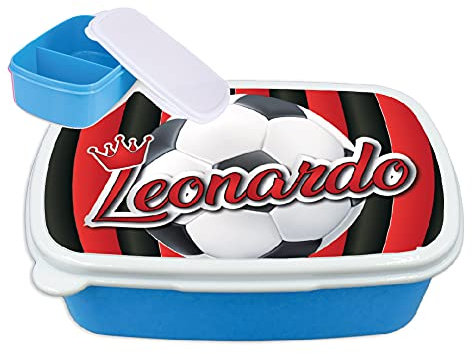 Contenitore Porta Pranzo merenda Bimbi Personalizzabile Tifoso Rossonero Adatto per Il Tuo Bimbo Quando va a Scuola (Azzurro)
