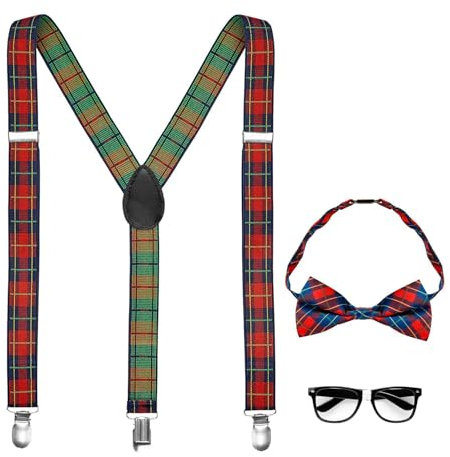 W WIDMANN MILANO Party Fashion 68551 - Verkleidungsset Nerd, Hosenträger, Fliege und Brille, College, Schüler, Schulmädchen, Karneval, Mottoparty