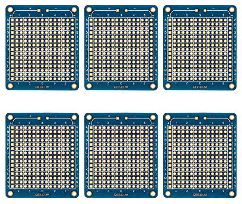 QEBIDUM Mini Breadboard Solderable Protoboard for DIY Electronic, PCB Prototype Board Suit for Arduino Projects, Double Sided Perma-Proto Boards Gold-Plated Pad Easy to Solder (6 Blue Pack)