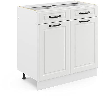 Vicco Mueble bajo de cocina R-Line, Blanco casa de campo/Blanco, 80 cm sin encimera