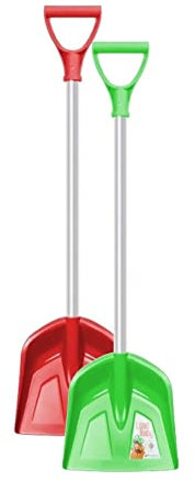 vom Pullach Hof Sandschaufel Kinderschaufel Schneeschaufel mit Alustiel und Griff 2er Set Load Baby Kinder Schneeschieber Schaufel Sand (1x rot + 1x grün)