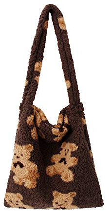 ARVALOLET P s, Shoulr Bags tch Fluffy s st Plüsch Handtasche Bär Print Große Kapazität Damen Umhäntasche Satchel Cute Women’s