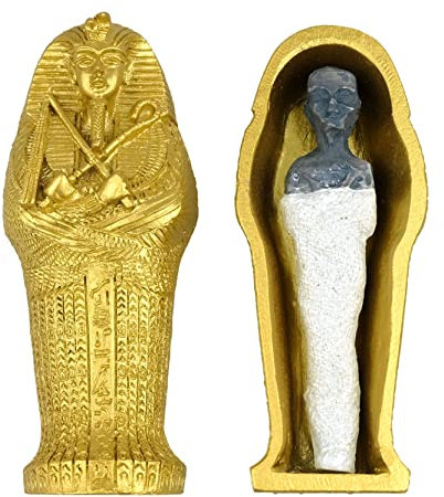 TRANSGOOD Ägyptische Mama, Pharao, Sarkophag mit Mumienfigur, Heimdekoration, Sammlerstück, Ägypten, Souvenirs, goldfarben, 8,9 cm