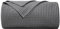 PHF 100% Cotton Waffle Weave Blanket Single Size 130 x 150cm, Pre-Washed Lightweight Breathable Throw Blanket for Summer, Oeko-TEX Certified for Bed Couch Sofa, Home Decor, Charcoal Grey
