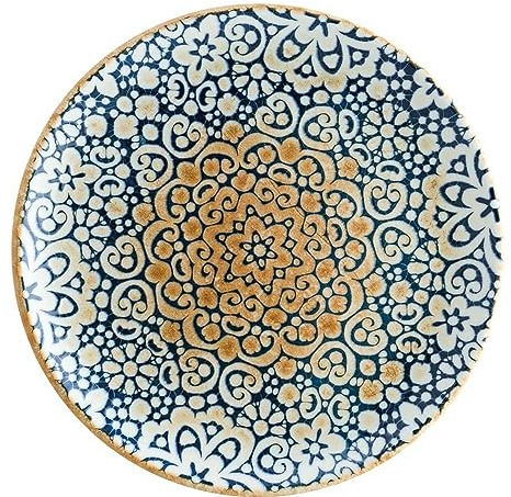 6x Brotteller Kuchenteller Desserteller Essteller Servierteller Geschirr Teller flach 21cm Bonna Alhambra Gourmet, Blau, Beige