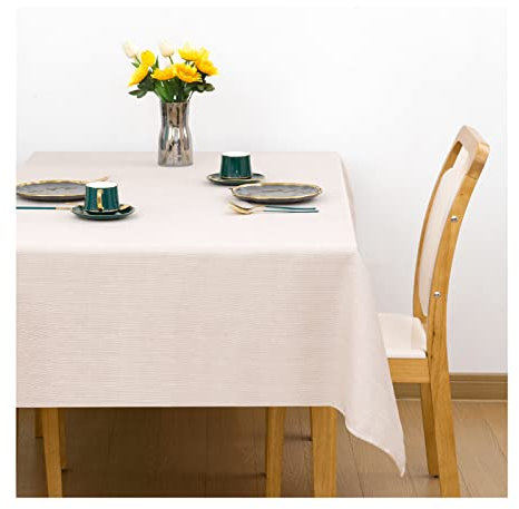 SANLEHAUSE Tischdecke Tischtuch Beige 145 X 180 cm Leinenoptik Tischdecke Lotuseffekt Wasserabweisend Tischdecke Farbe & Größe Wählbar Eckig Tischdecke Praktisch und Schön